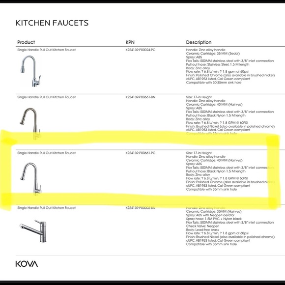 KOVA SINGLE HANDLE PULL DOWN FAUCET - Picture 3 of 3